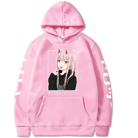 Image of Anime Darling In The Franxx Zero Two Hoodies Casual Streetwear Graphic Sweatshirts