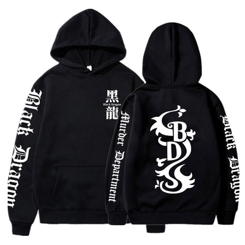 Image of Anime Tokyo Revengers Hoodie Black Dragon Costume Sweatshirts Cozy Tops Sweatsuit