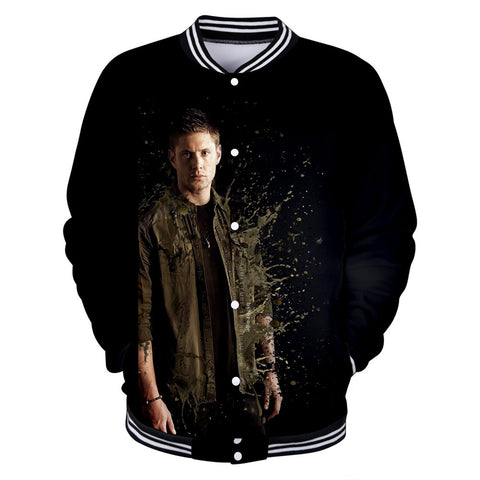 Image of 3D Printed Supernatural Baseball Jacket Sweatershirts Outwear