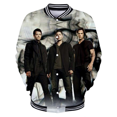 Image of Supernatural 3D Printed Sweatershirts Outwear Baseball Jacket