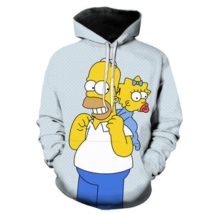 Homer Simpson and His Son 3D Printed Hoodies Sweatshirts