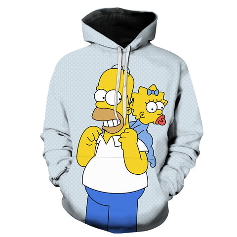 Image of Homer Simpson and His Son 3D Printed Hoodies Sweatshirts