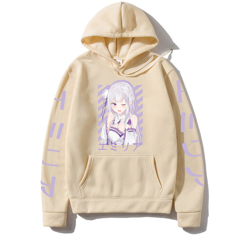 Image of Hot Anime Re:Zero -Starting Life in Another World Hoodies Sweatshirts Harajuku Emilia Emiliatan Maji Tenshi Autumn Loog Sleeve