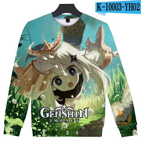 Image of 3D Game Genshin Impact Print Capless Sweatshirt