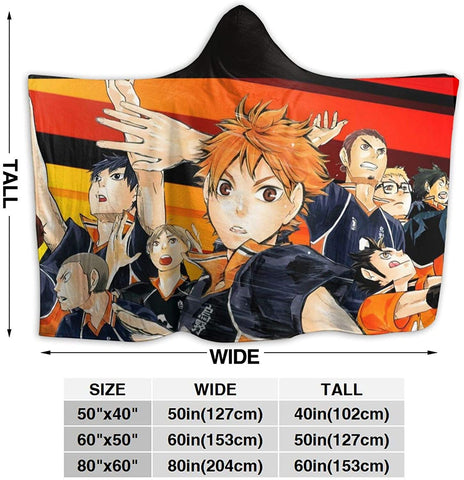 Image of Anime Flannel Hooded Blanket - Haikyu! Passionate Volleyball Blankets