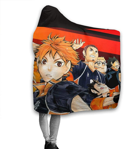 Image of Anime Flannel Hooded Blanket - Haikyu! Passionate Volleyball Blankets