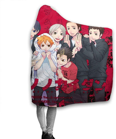 Image of Anime Flannel Blanket - Haikyu! Passionate Volleyball Hooded Blankets