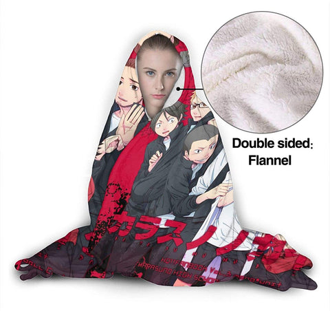 Image of Anime Flannel Blanket - Haikyu! Passionate Volleyball Hooded Blankets