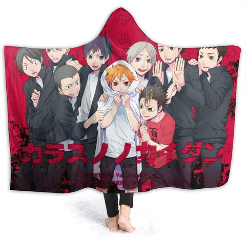 Image of Anime Flannel Blanket - Haikyu! Passionate Volleyball Hooded Blankets