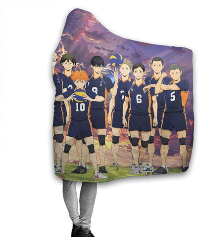 Image of Anime Flannel Blanket - Haikyu! Passionate Volleyball Hooded Blankets