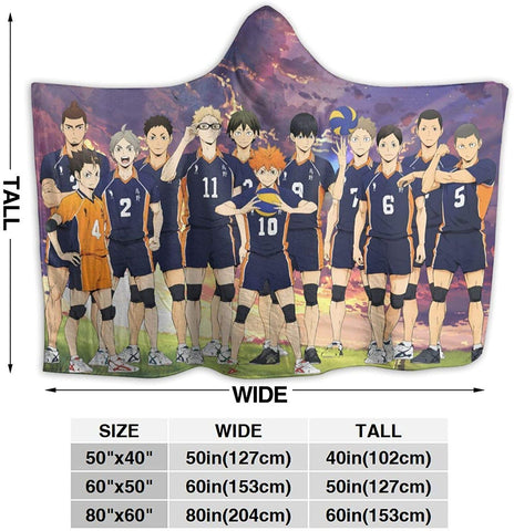 Image of Anime Flannel Blanket - Haikyu! Passionate Volleyball Hooded Blankets