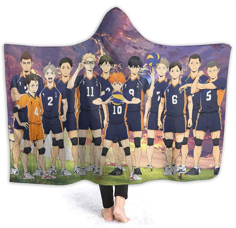 Image of Anime Flannel Blanket - Haikyu! Passionate Volleyball Hooded Blankets