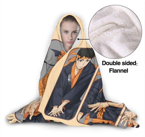 Image of Anime Flannel Blanket - Haikyu! Passionate Volleyball Hooded Blankets