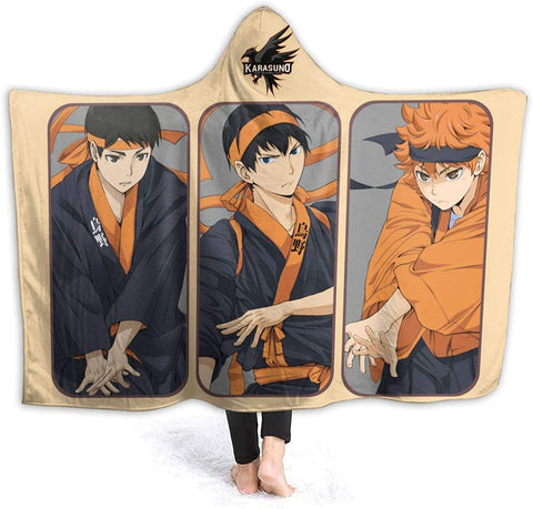 Image of Anime Flannel Blanket - Haikyu! Passionate Volleyball Hooded Blankets