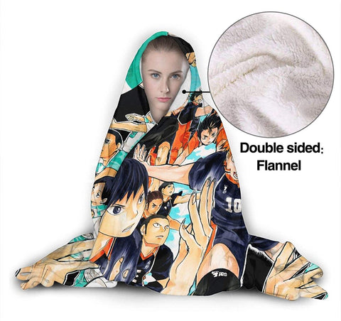 Image of Anime Flannel Blanket - Haikyu! Passionate Volleyball Hooded Blankets