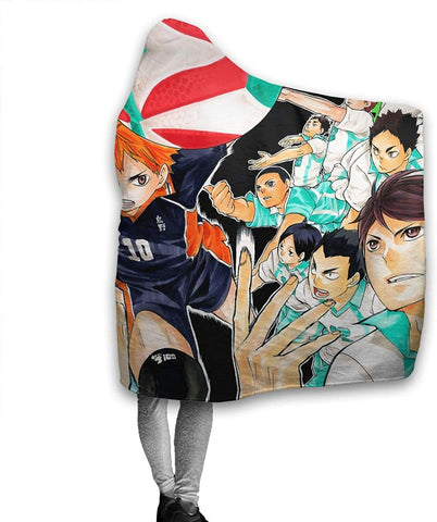 Image of Anime Flannel Blanket - Haikyu! Passionate Volleyball Hooded Blankets