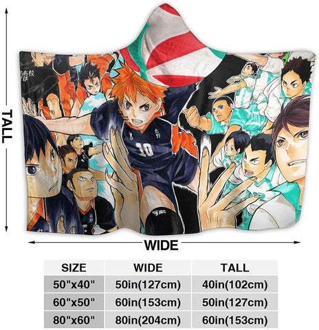 Image of Anime Flannel Blanket - Haikyu! Passionate Volleyball Hooded Blankets