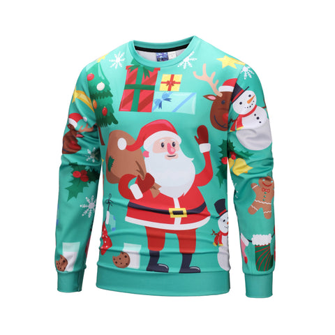 Image of Christmas Sweatshirts - Cute Cartoon Style Santa Icon 3D Sweatshirt