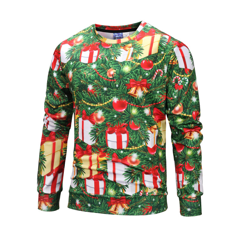 Christmas Sweatshirts - Cool Christmas Gold Bell Gift Striped Pattern 3D Sweatshirt