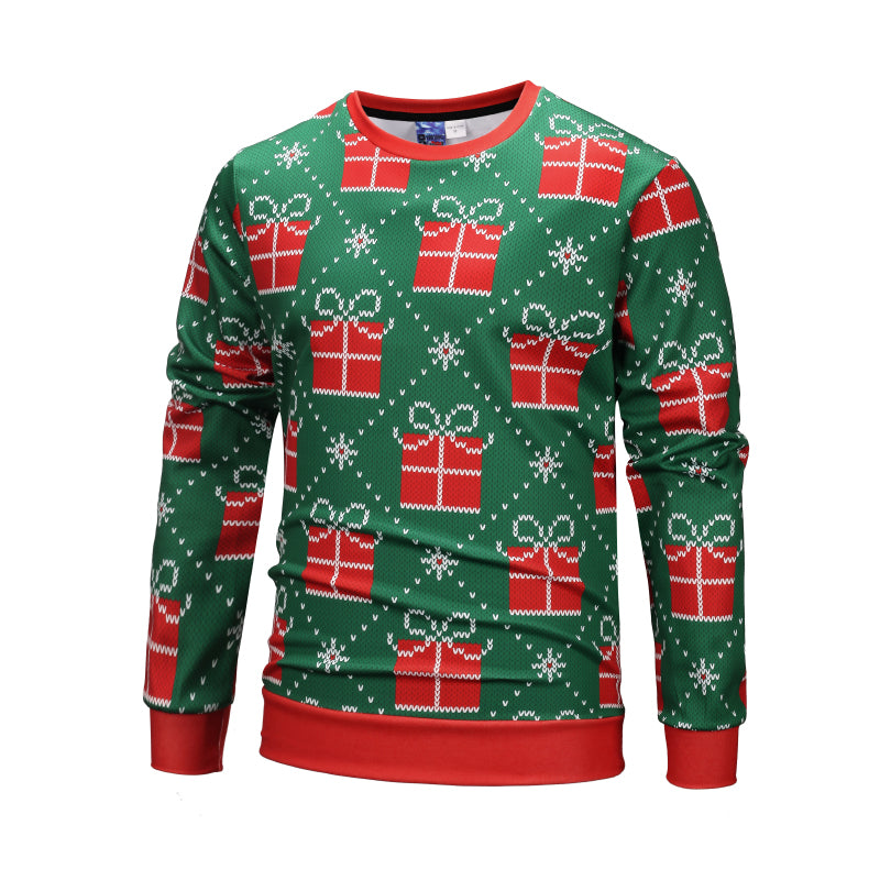 Christmas Sweatshirts - Christmas Gift Striped Pattern Icon Green 3D Sweatshirt