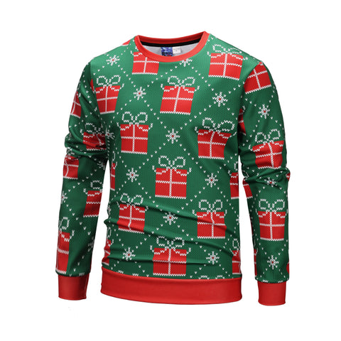 Image of Christmas Sweatshirts - Christmas Gift Striped Pattern Icon Green 3D Sweatshirt