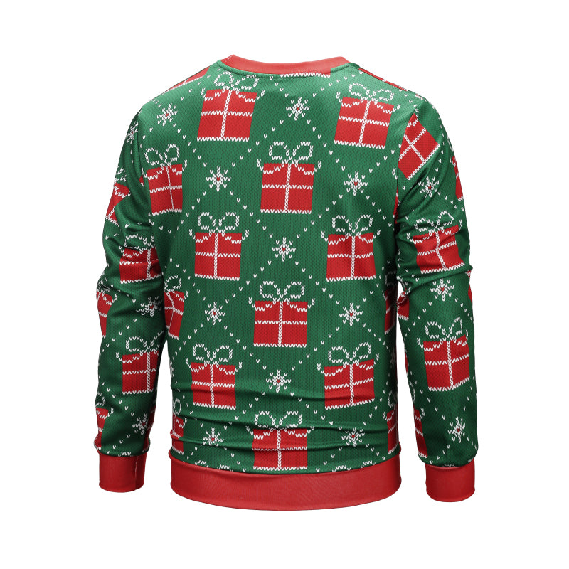 Christmas Sweatshirts - Christmas Gift Striped Pattern Icon Green 3D Sweatshirt