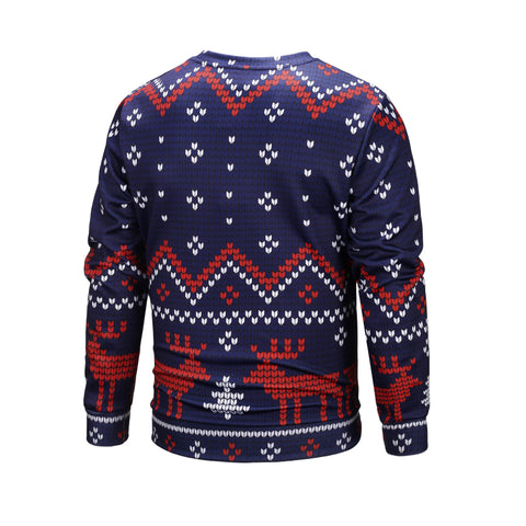 Image of Christmas Sweatshirts - Cute Cartoon Style Santa Icon Blue 3D Sweatshirt