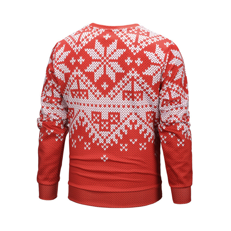 Christmas Sweatshirts - Happy Christmas Snowflake Striped Pattern Red 3D Sweatshirt