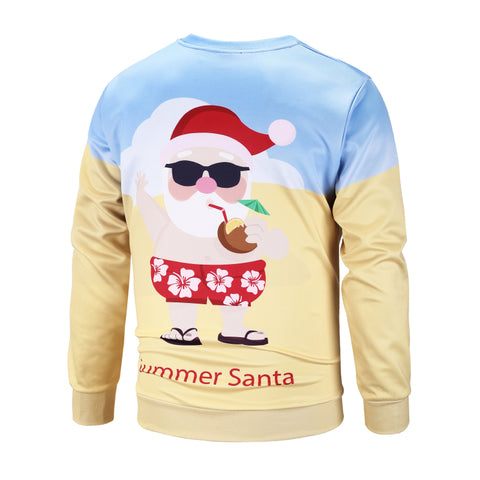Image of Christmas Sweatshirts - Funny Summer Santa Claus Striped Pattern 3D Sweatshirt