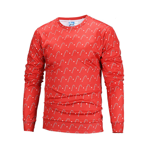 Image of Christmas Sweatshirts - Red Christmas Striped Pattern Icon 3D Sweatshirt