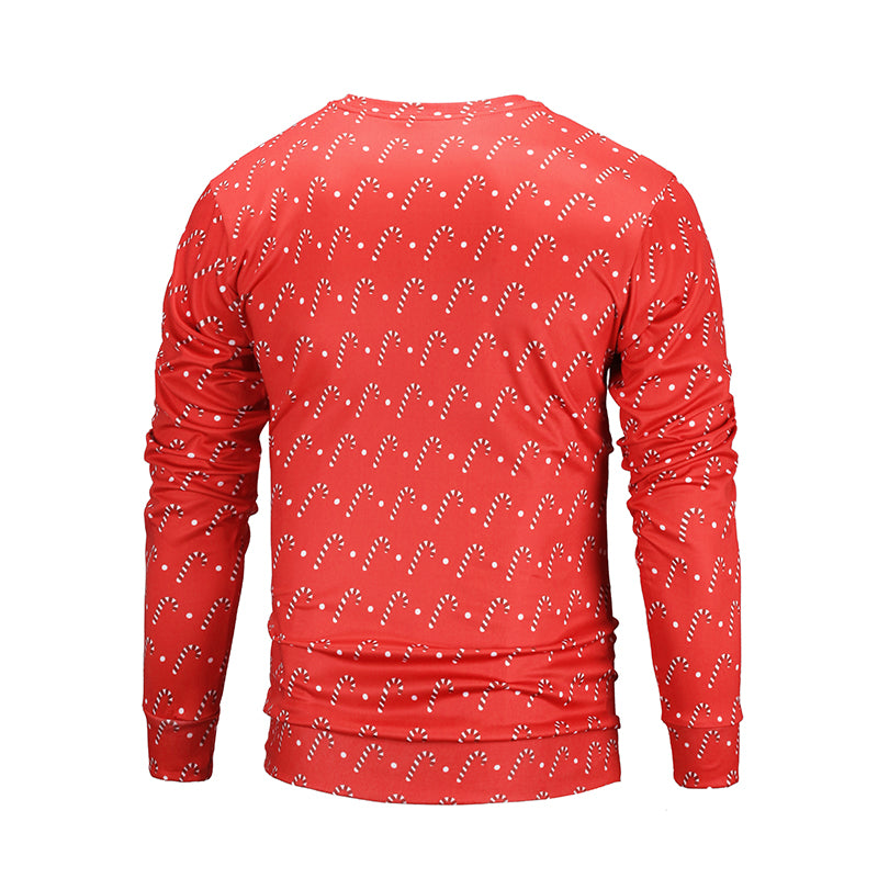 Christmas Sweatshirts - Red Christmas Striped Pattern Icon 3D Sweatshirt