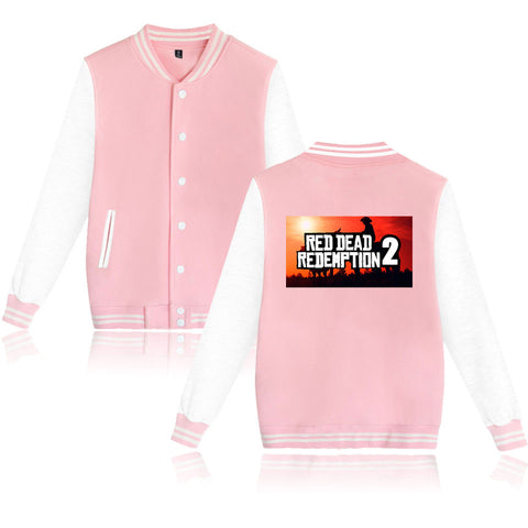 Image of Red Dead Redemption 2 Baseball Jackets - Solid Color Red Dead Redemption 2 Icon Baseball Jacket