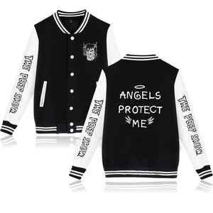 Lil Peep Jackets - Angels Letter Printed Baseball Jacket