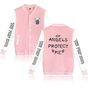 Lil Peep Jackets - Angels Letter Printed Baseball Jacket