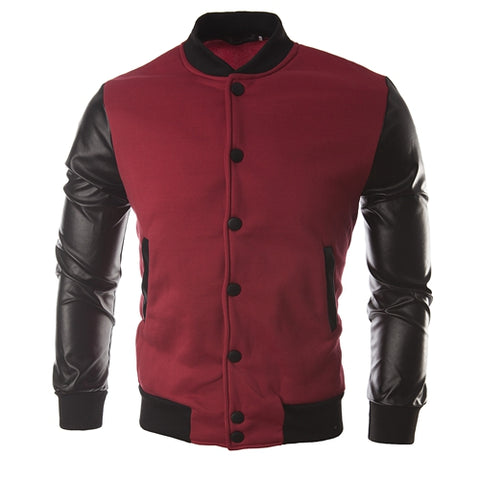 Image of Solid Color Button Jackets - Fleece Button Black Red Grey Jacket