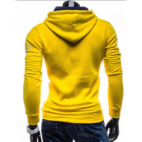 Image of Solid Color Letter Printed Hoodies - Pullover Fleece Yellow Black Hoodie