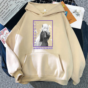 Japan Anime Re ZERO Starting Life In Another World Emilia Hoodies Manga Casual Hooded Sweatshirt