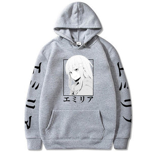 Japan Anime Re:Zero Hoodies Men Starting Life In Another World Emilia Graphic Sweatshirts Harajuku Cartoon Casual Pullover Tops