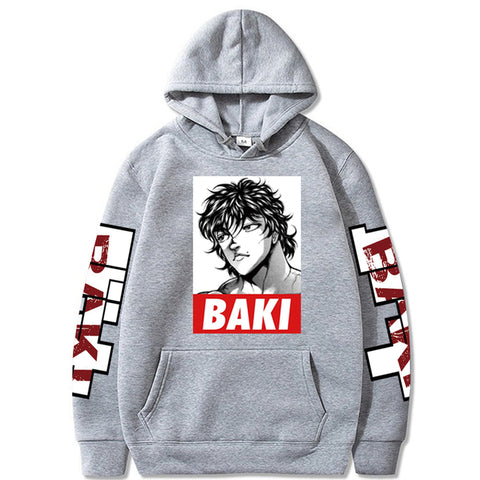 Image of Japanese Anime Baki The Grappler Graphic Hoodies Baki Hanma Pullover Sweatshirt
