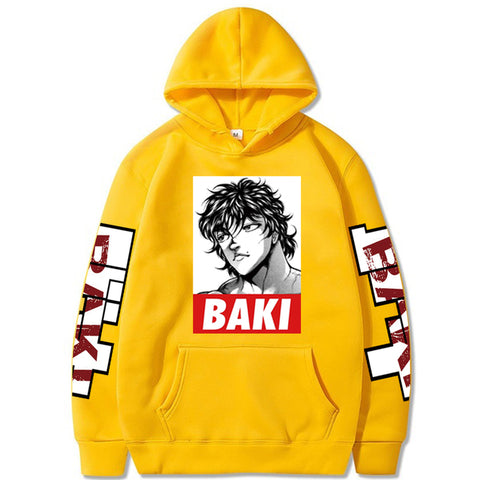 Image of Japanese Anime Baki The Grappler Graphic Hoodies Baki Hanma Pullover Sweatshirt