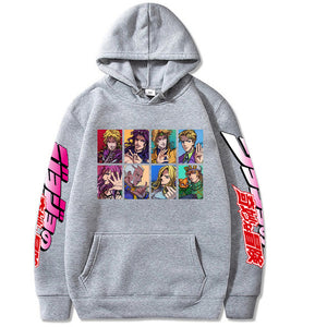 Japanese Anime Jojo Bizarre Adventure Harajuku Printed Hoodie Streetwear Fashion Casual Sweatshirt