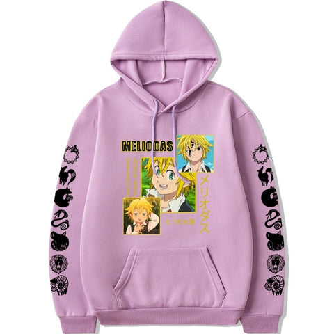 Image of Japanese Anime Manga The Seven Deadly Sins Meliodas Hoodies Streetwear Long Sleeved Tops Hoodie Sweatshirts