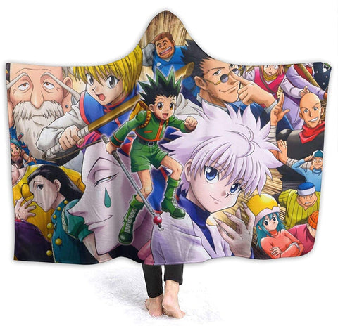 Image of Anime Anti-Pilling Stylish Hooded Blanket - Hunter×Hunter Flannel Blankets