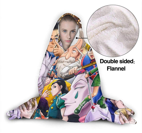 Image of Anime Anti-Pilling Stylish Hooded Blanket - Hunter×Hunter Flannel Blankets