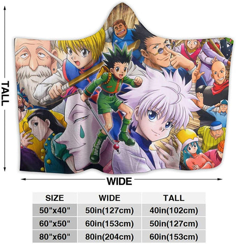 Image of Anime Anti-Pilling Stylish Hooded Blanket - Hunter×Hunter Flannel Blankets