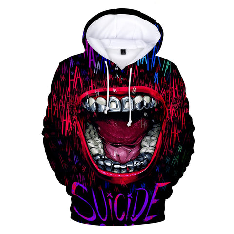 Image of Suicide Squad Hoodies - Joker Series Blood Red Mouth Joker Icon Unisex 3D Hoodie