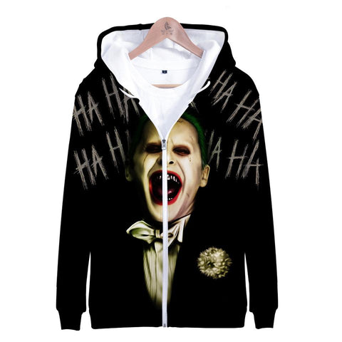 Image of Suicide Squad Hoodies - Joker Series HAHA Evil Joker Scary Black Unisex 3D Hoodie