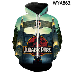 Movie Hooded Streetwear Sweatshirts - Jurassic Park 3D Printed Casual Hoodies