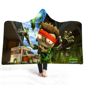 Game Plants VS Zombies Soft Fleece Hooded Blanket