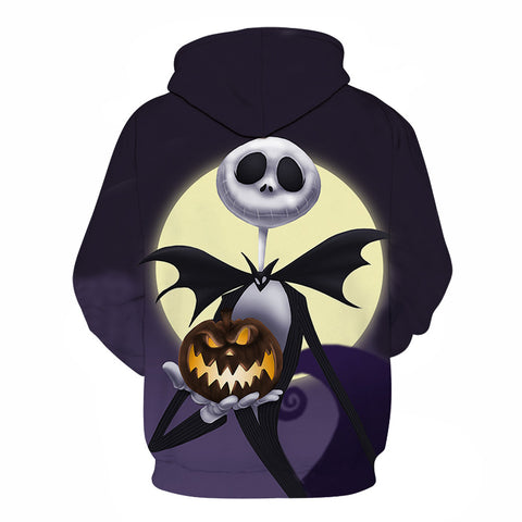 Image of Halloween Jack Skellington and pumpkin lantern 3D Printed Hoodie